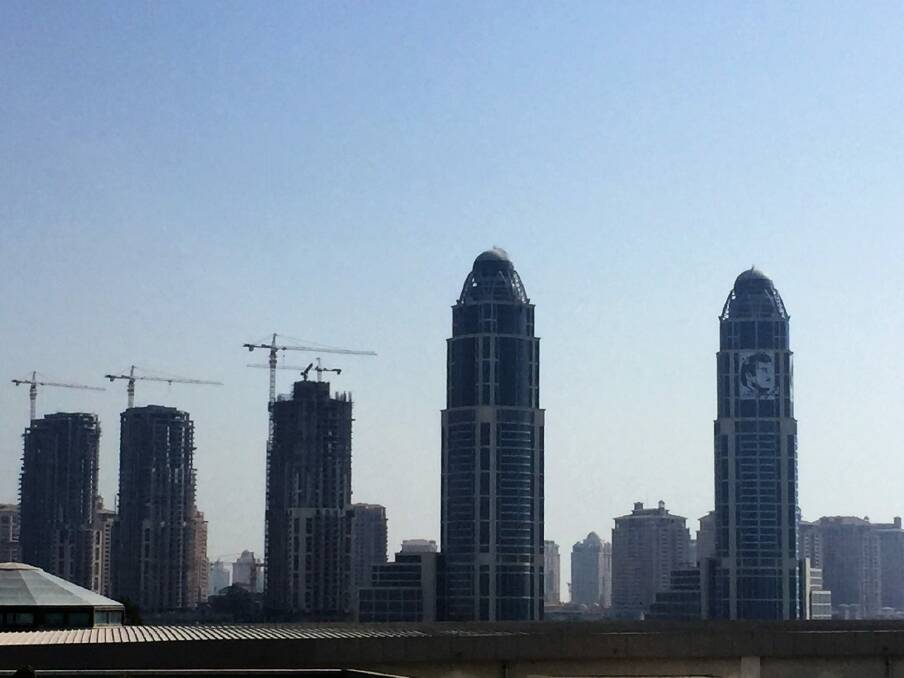 Tower cranes in the skyline of Doha. Photo: Katie Burgess
