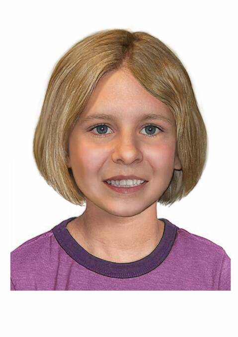 An age-progressed image of how Serena Speath might look now. The now eight-year-old went missing from Brisbane in 2014 with her brother Thomas. They are believed to be with their mother. Photo: Supplied