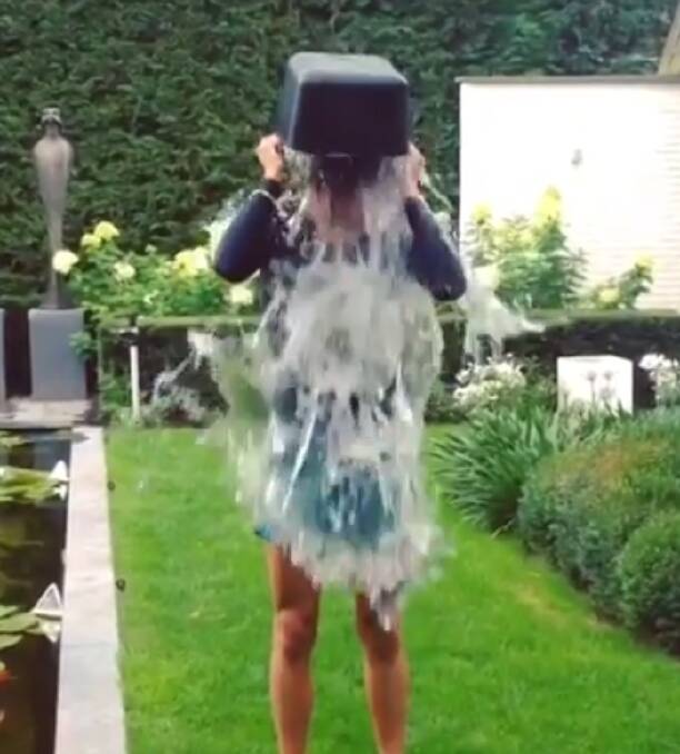 Anna Flanagan doing the ALS Ice Bucket Challenge. Photo: Supplied