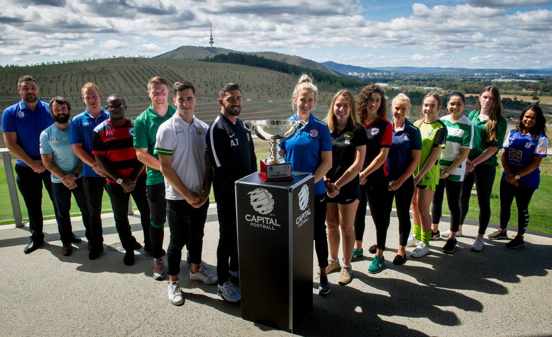 Canberra soccer clubs at the season launch on Thursday. 