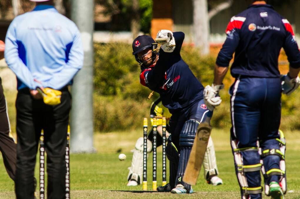 Eastlake's Michael Spaseski is bowled out by Mick Delaney. Photo: Rohan Thomson
