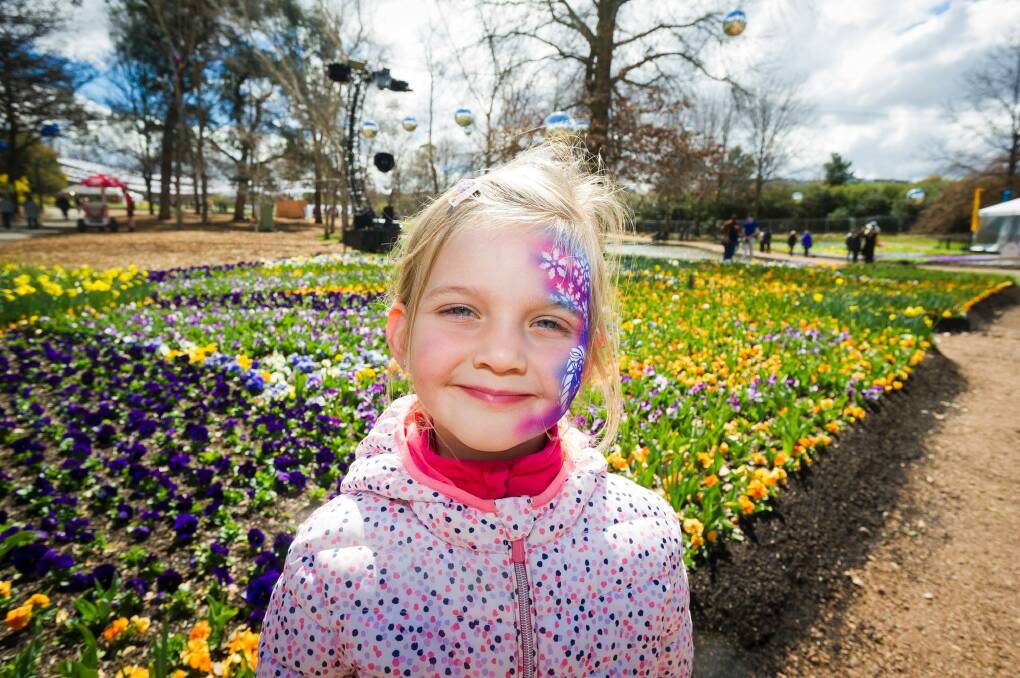 Julia Rudolph, 5, at the opening day of Floriade on Saturday. Photo: Dion Georgopoulos