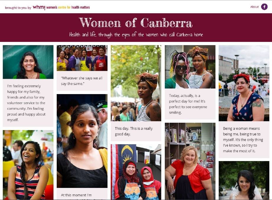 The Women's Centre for Health Matters new online photographic project, womenofcanberra.org.au. Photo: supplied