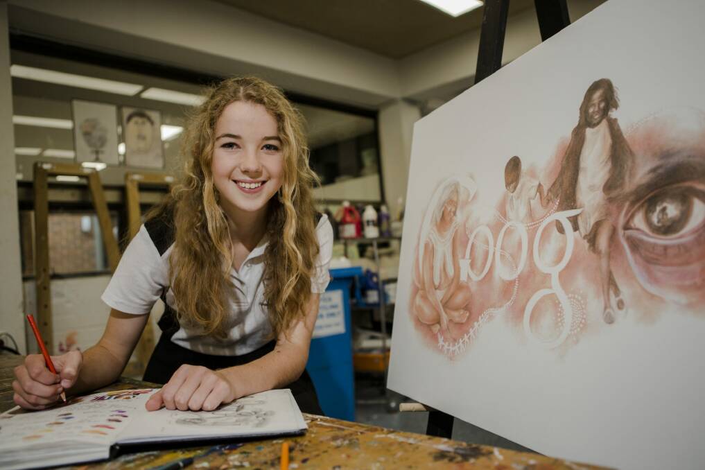 Sixteen-year-old Ineka Voigt has won the Australia-wide "Doodle 4 Google" competition. Photo: Jamila Toderas