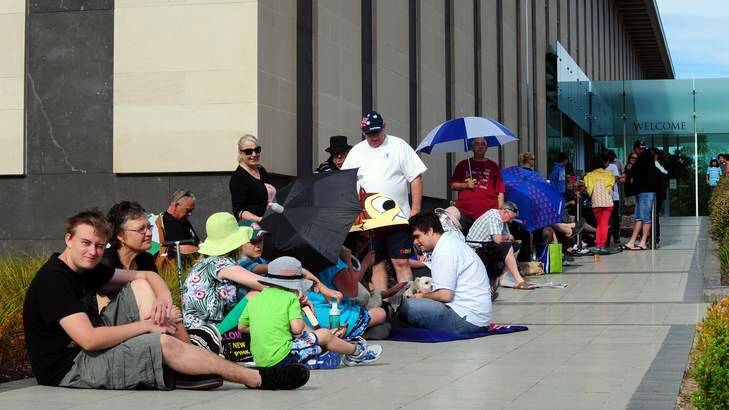 People queue at the National Mint of Australia on Tuesday to get the first coins of 2013. Photo: Karleen Minney