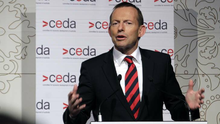 Tony Abbott at a CEDA lunch in Melbourne on Monday. Photo: Luis Ascui