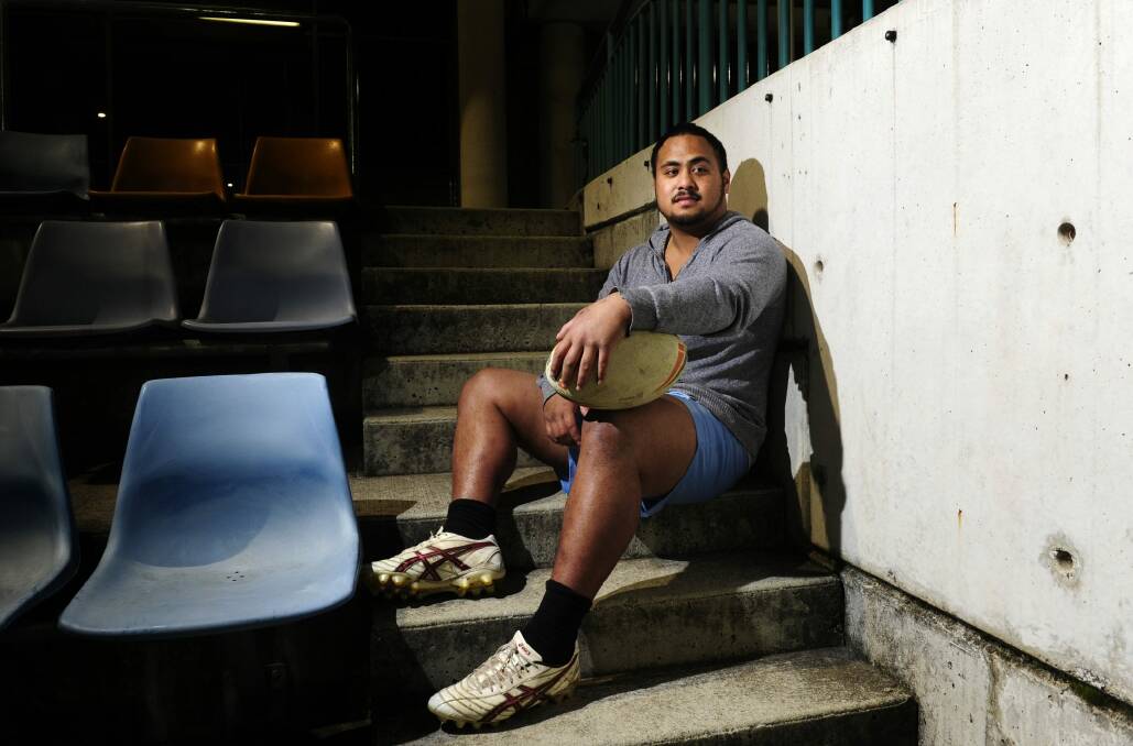 West Belconnen forward Mike Uluakiola spent six months bed-ridden in hospital as a 13-year-old with a broken neck. Photo: Melissa Adams 
