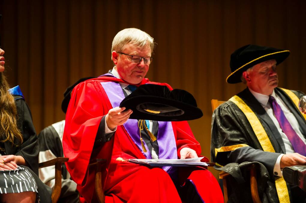 Kevin Rudd at the ceremony on Friday. Photo: Rohan Thomson