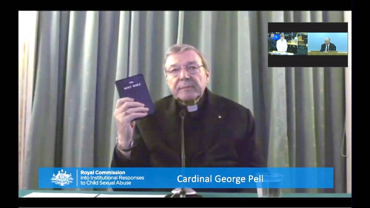 Cardinal George Pell gives evidence to the royal commission on Monday. Photo: Supplied