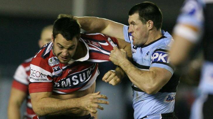Paul Gallen and David Shillington come to blows during a match in 2008. Photo: Craig Golding