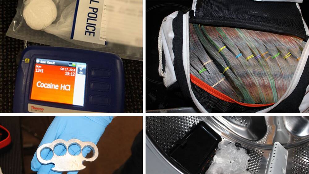 Police allege they found cocaine, cash and knuckledusters in the raid. Photo: ACT Policing