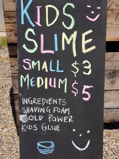 Kids selling slime at the Southside Farmers Market have seen an opportunity in the craze of the moment. Photo: supplied