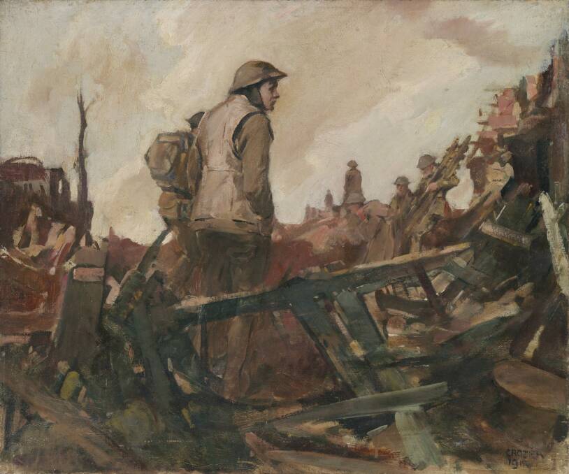 The battle of Somme brought much hardship and tragedy, as depicted in Frank Crozier's, <i>The mud of desolation</I>.