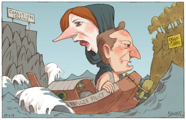 All at sea, cartoon for John Warhurst column. Photo: Ian Sharpe