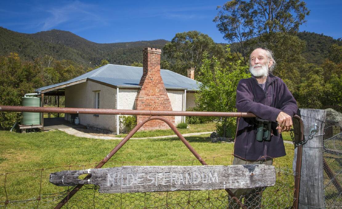 Phil Gilmour, the last owner of Nil Desperandum homestead at Tidbinbilla range, on a return visit. Photo: Matt Bedford