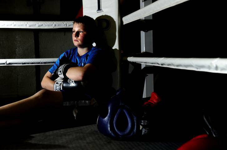 Rory Booth, 11, of Theodore, at the Winnunga boxing gym in Fyshwick. Photo: Melissa Adams