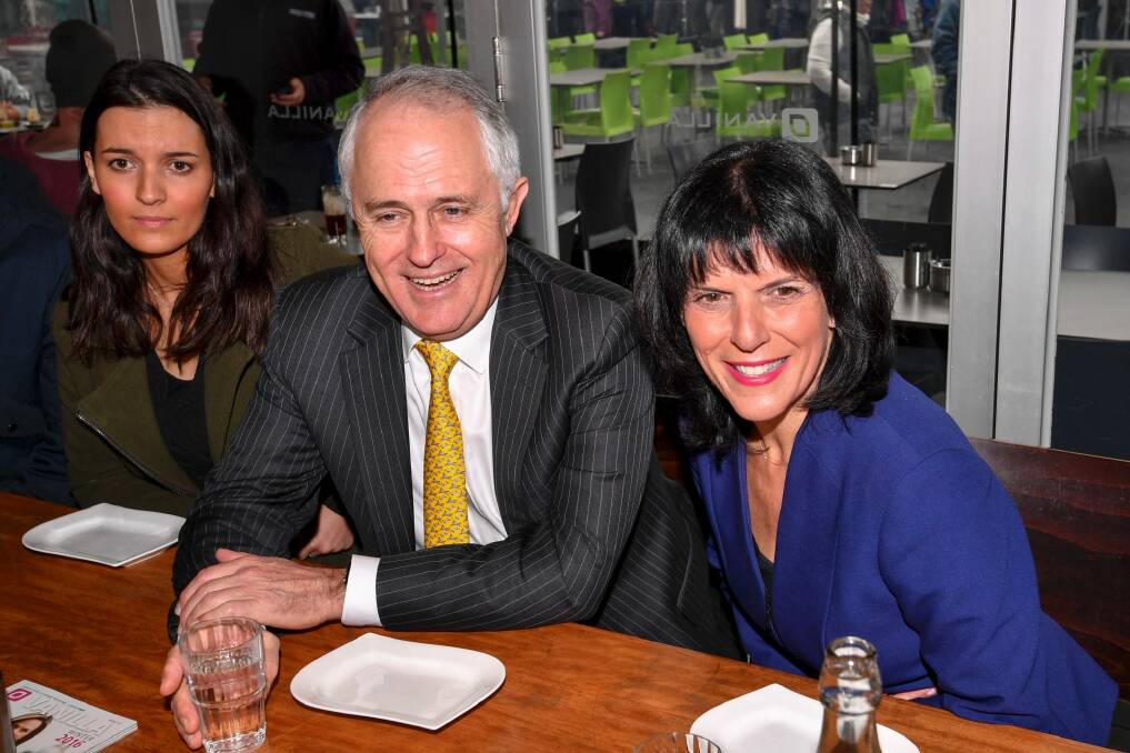 Malcom Turnbull and Julia Banks together in the electorate of Chisholm after the election.  Photo: Eddie Jim