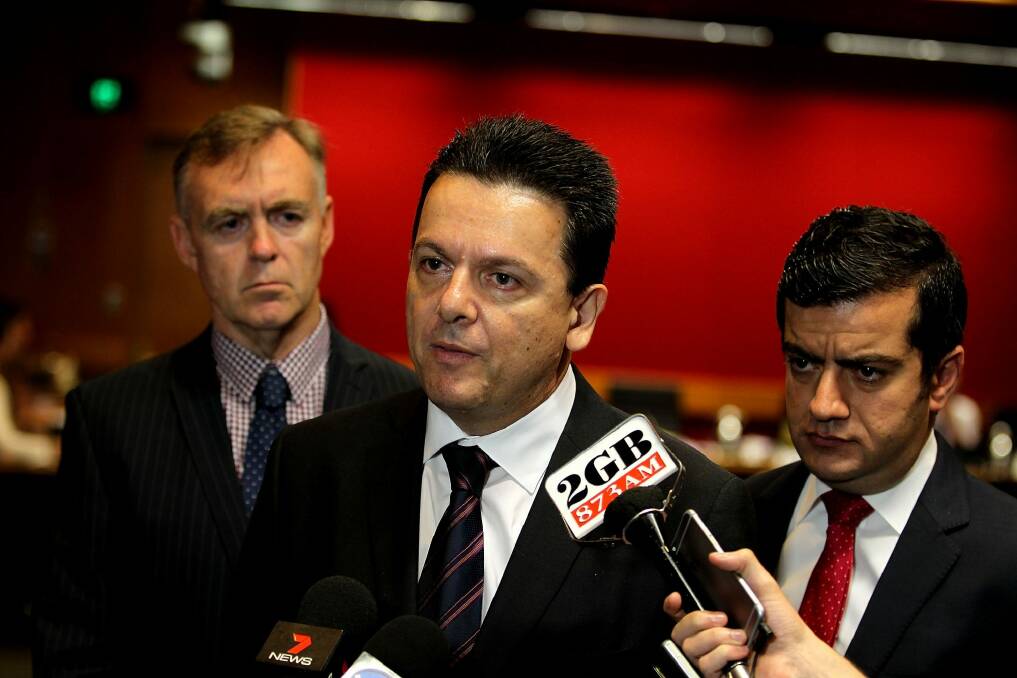 Senators such as Nick Xenophon (centre) and Sam Dastyari (right) likely face a battle for their seats and whether they get three or six-year terms. Photo: Ben Rushton