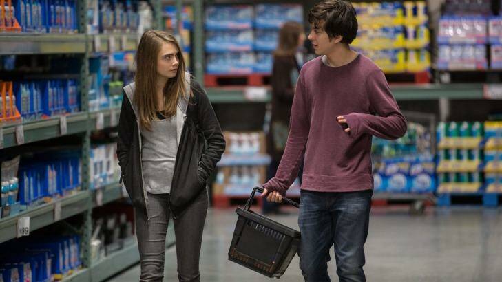 Cara Delevingne with co-star Nat Wolff in <i>Paper Towns</i> Photo: Sony