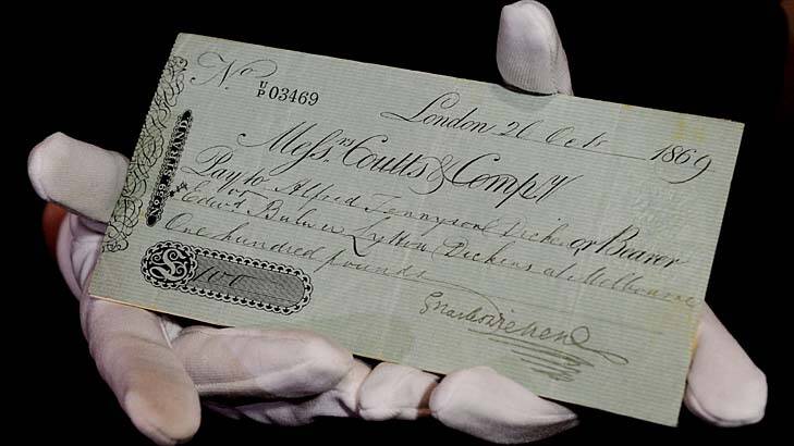 Cashed up ... a cheque sent to his sons in Australia just before his death. Photo: Colleen Petch