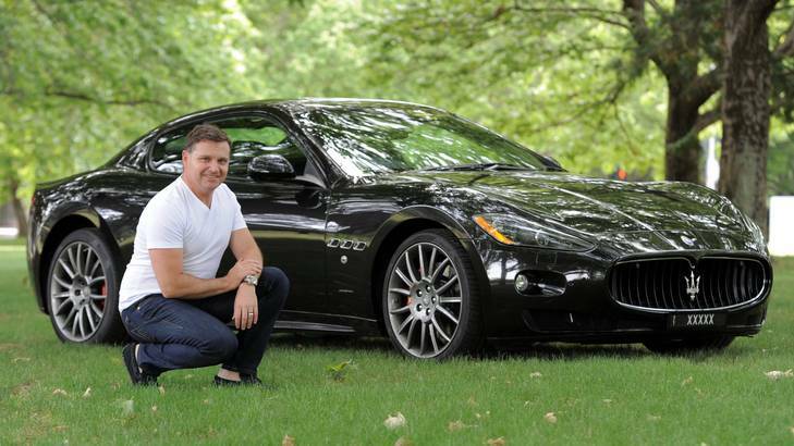 Michael Papandrea of Forrest with his Maserati sports car. Photo: Graham Tidy
