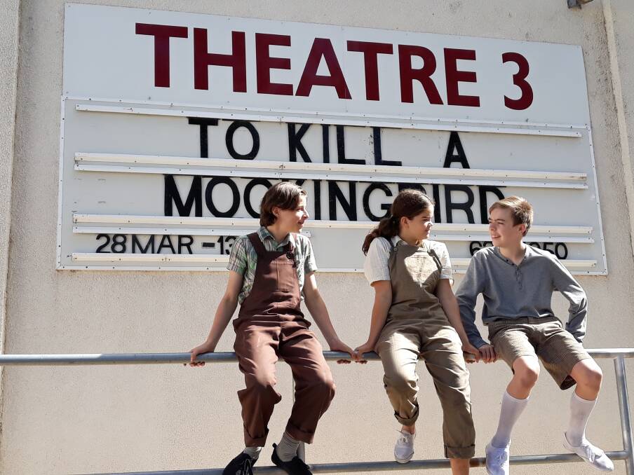 Jamie Boyd (Jem), Jade Breen (Scout) and Jake Keen (Dill) star in To Kill a Mockingbird at Theatre 3. Photo: Megan Doherty