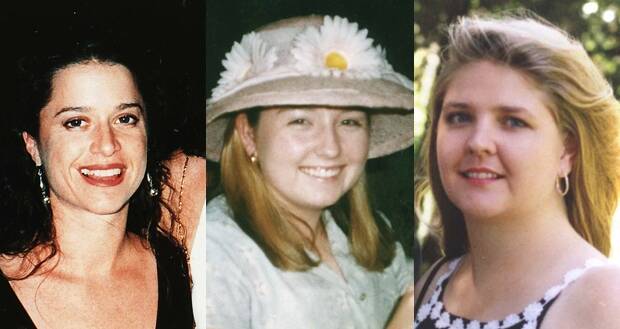 Claremont murder victims Ciara Glennon (left) and Jane Rimmer (right). Investigations into the disappearance of Sarah Spiers (centre) are ongoing.