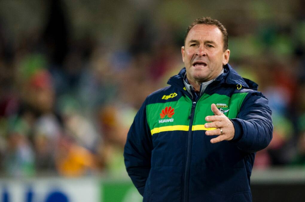 The Canberra Raiders are negotiating with coach Ricky Stuart about a new contract. Photo: Jay Cronan