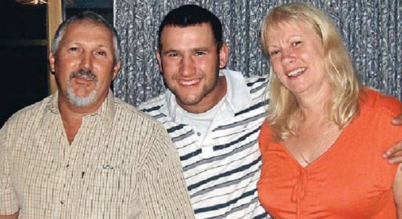 The Catanzariti family - Barney, Ben and Kay. Ben died in a construction accident in Kingston in 2012. Photo: Supplied