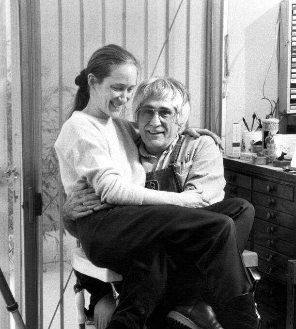 Marabeth Cohen-Tyler, left and Kenneth Tyler sitting in the Tyler Graphics Ltd barber chair, February 1993 (detail). Gift of Kenneth Tyler 2002. Photo: Jim McHugh