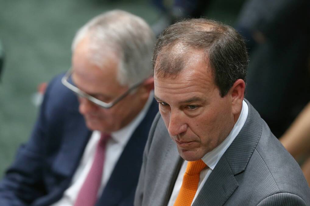 Crucial test of judgment: Prime Minister Malcolm Turnbull and Mal Brough. Photo: Alex Ellinghausen