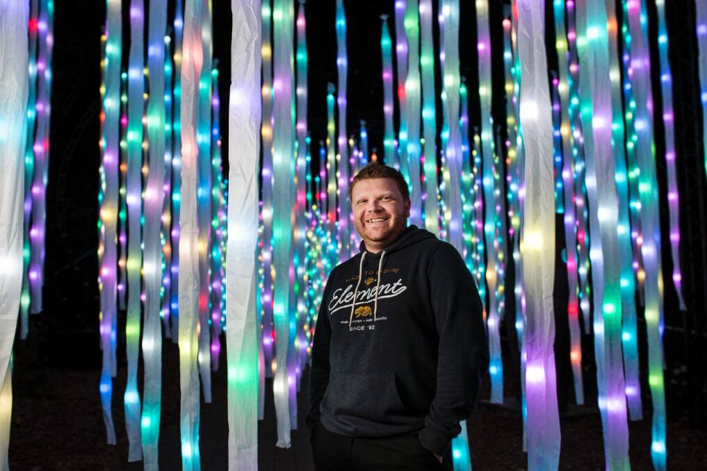 Technical designer Clint Dulieu who programs some of Nightfests lighting instillations standing in The Vines. Photo: Jamila Toderas