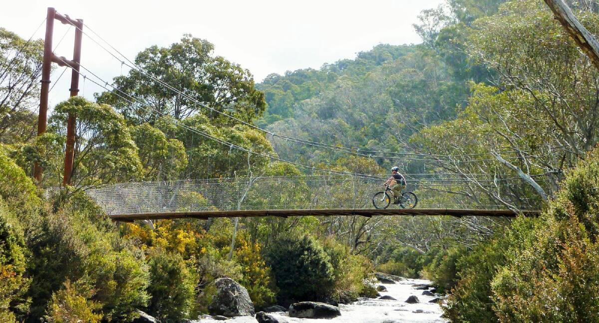 One of several grand suspension bridges on the Thredbo Valley Track. Photo: Tim the Yowie Man