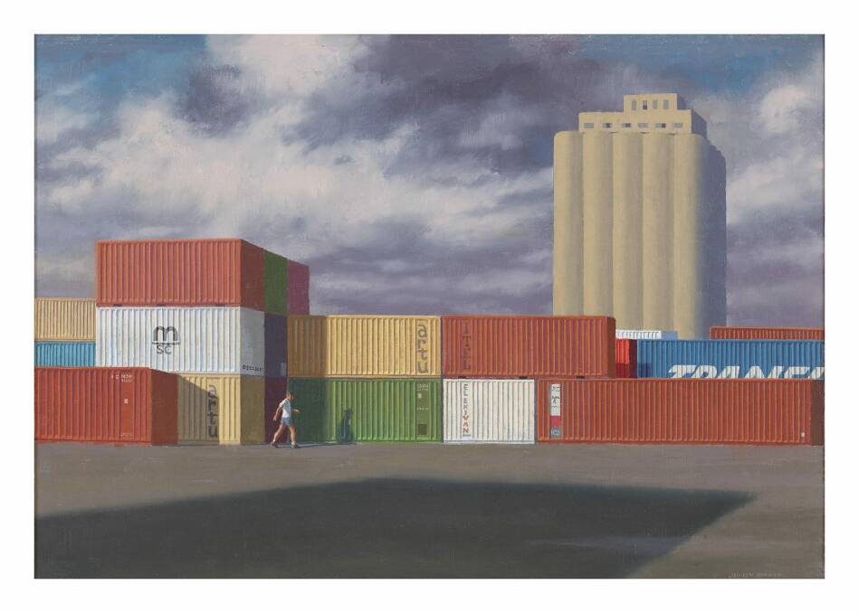 Jeffrey Smart's Second Study for Containers with Storm Clouds, 1990.