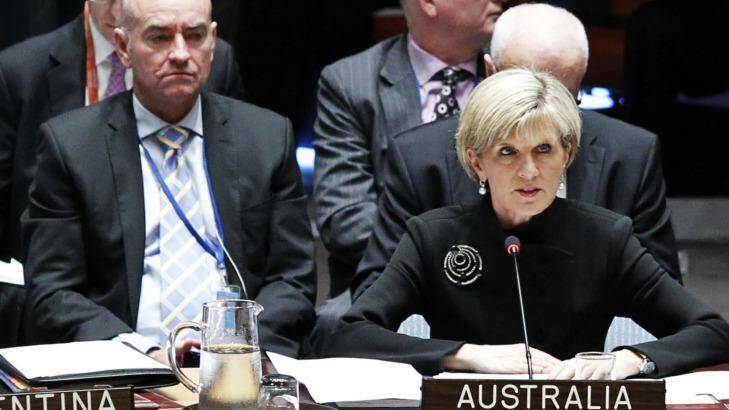 Modest climate targets: Australian Foreign Affairs Minister Julie Bishop at UN headquarters in New York. Photo: AFP