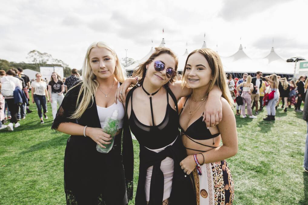Lucy Flanagan, Jonnah Smith, and Lana Quine at the 2018 Canberra Groovin the Moo. Photo: Jamila Toderas