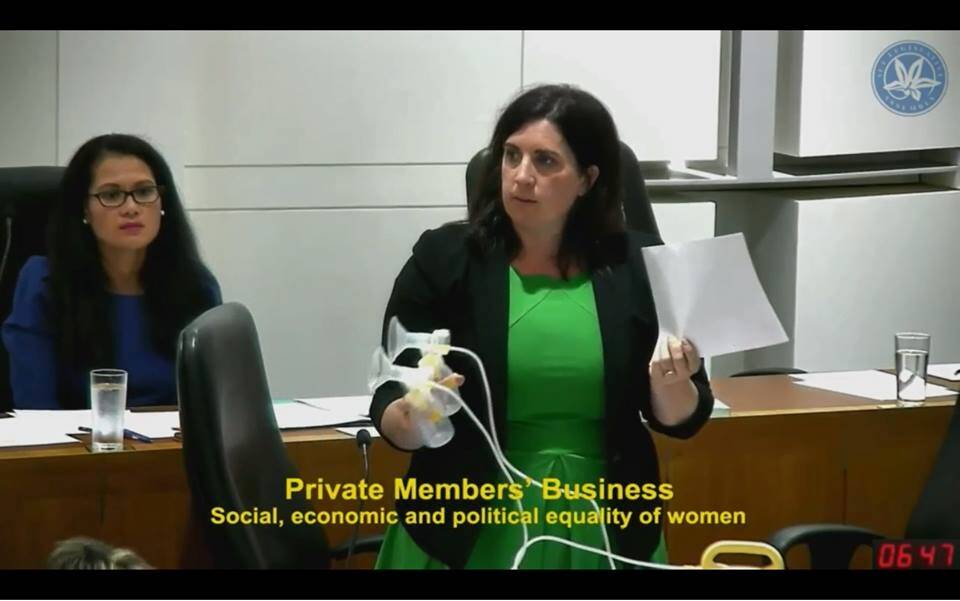 Liberal MLA Giulia Jones brings a breast pump into the ACT parliament. Photo: Supplied.
