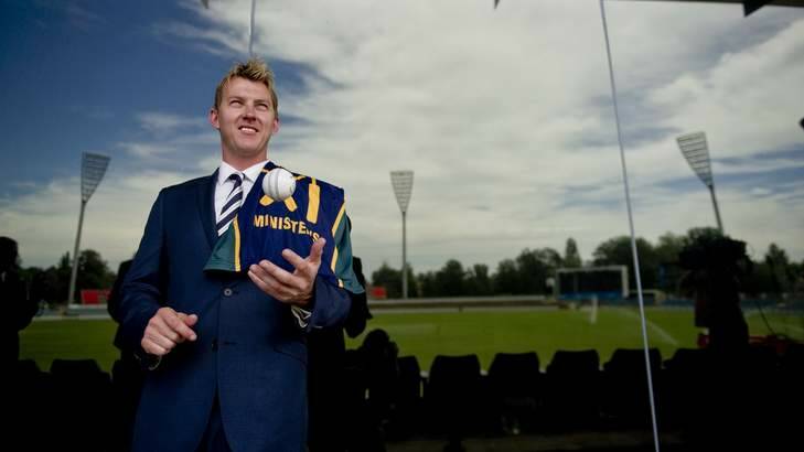 Brett Lee has been named the captain of the Prime Ministers XI at Manuka Oval. Photo: Jay Cronan