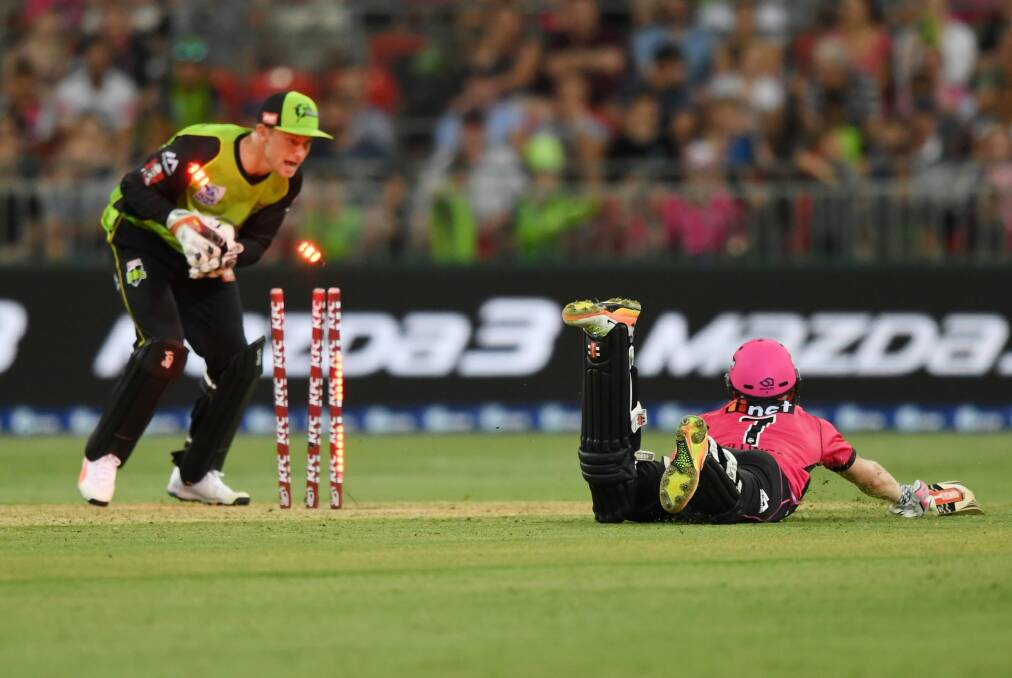 Too late: Sam Billings is run out at Spotless Stadium. Photo: AAP