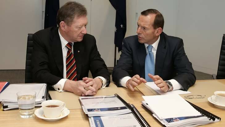 Tony Abbott and Dr Ian Watt, Secretary of the Department of the Prime Minister and Cabinet. Photo: Alex Ellinghausen
