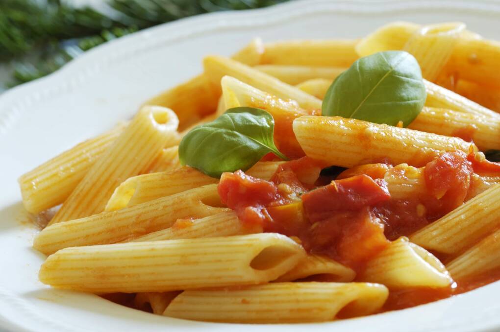 Pasta and tomato sauce.
