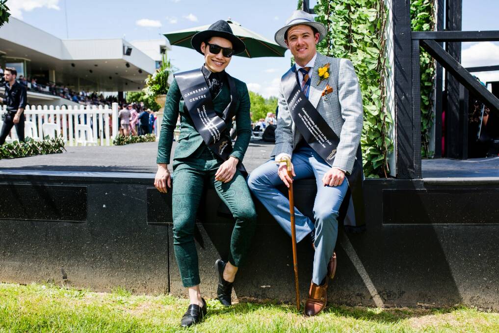 Male fashion on the fields winner Joshua Burgess (right) and runner-up Trong Anh Kim Phan. Photo: Jamila Toderas