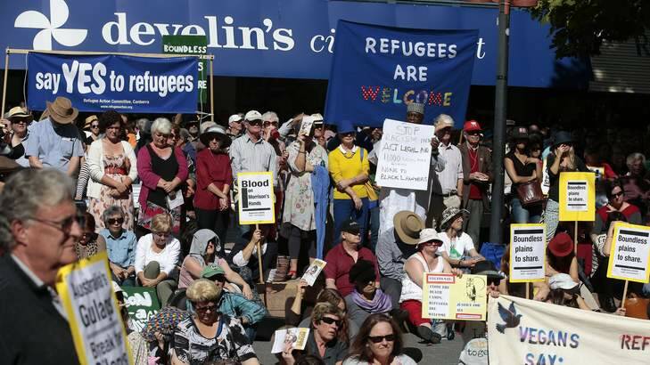 Break the Silence: Rally for Refugees at Garema Place. Photo: Jeffrey Chan