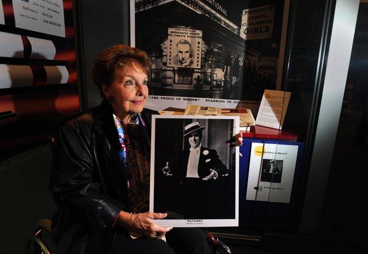 Reliving the greats ... Andree Navarre holds a picture of her famous father. Photo: Richard Briggs