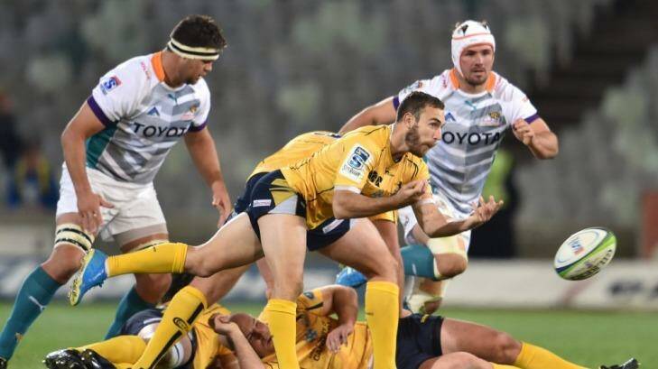 Nic White clears the ball from the breakdown for the Brumbies. Photo: Getty Images