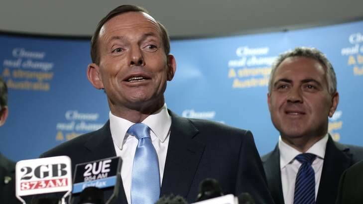 Opposition Leader Tony Abbott and shadow treasurer Joe Hockey have defended the impact the paid parental scheme levy will have on retirees. Photo: Alex Ellinghausen