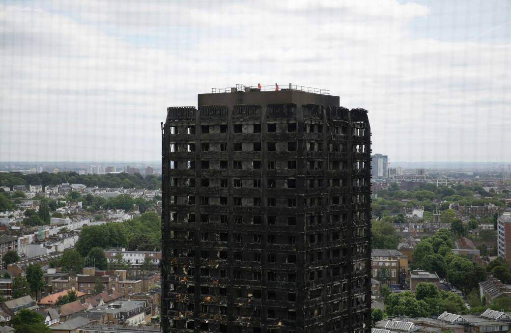 The fire-gutted Grenfell Tower in London. Photo: AP