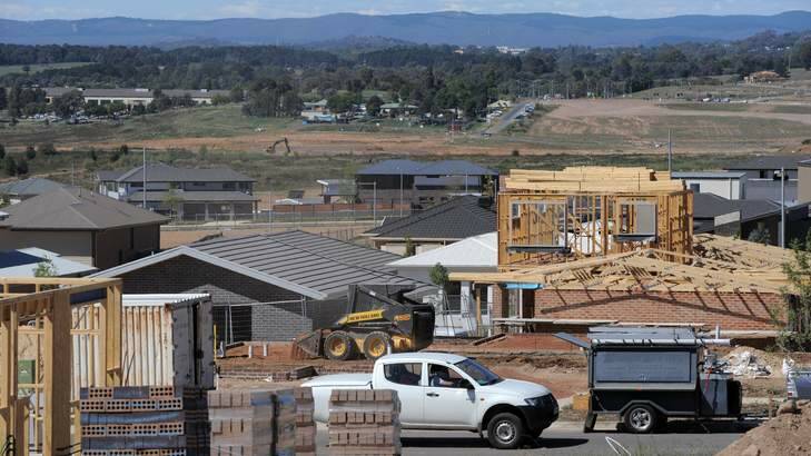 Construction in the suburb of Wright in the Molonglo Valley. Photo: Graham Tidy