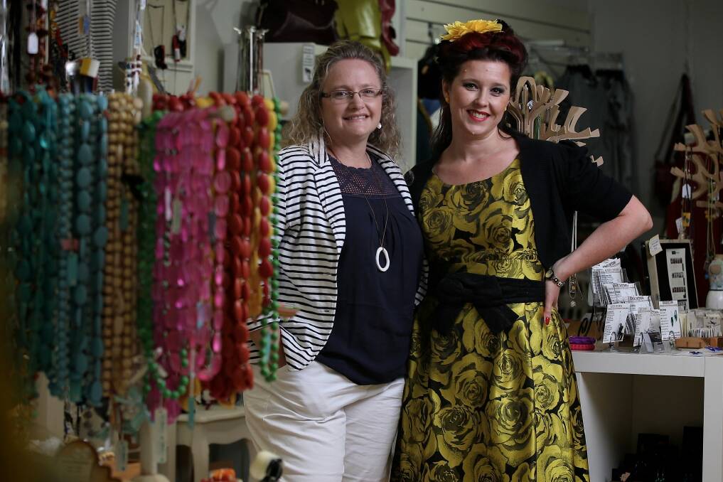 Julie Nichols and Rachel Evagelou in Shop Handmade in 2013. The dynamic businesswomen are planning a new venture in the heart of Canberra. Photo: Alex Ellinghausen / Fairfax