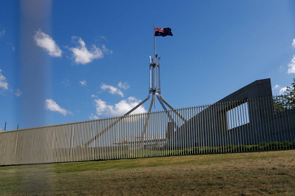 The new security fence at Parliament House. Photo: Alex Ellinghausen